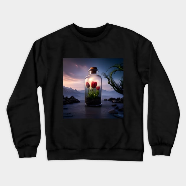 Tulips in a Bottle Crewneck Sweatshirt by SmartPufferFish